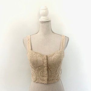 Marciano Creme Button Down Crop Top